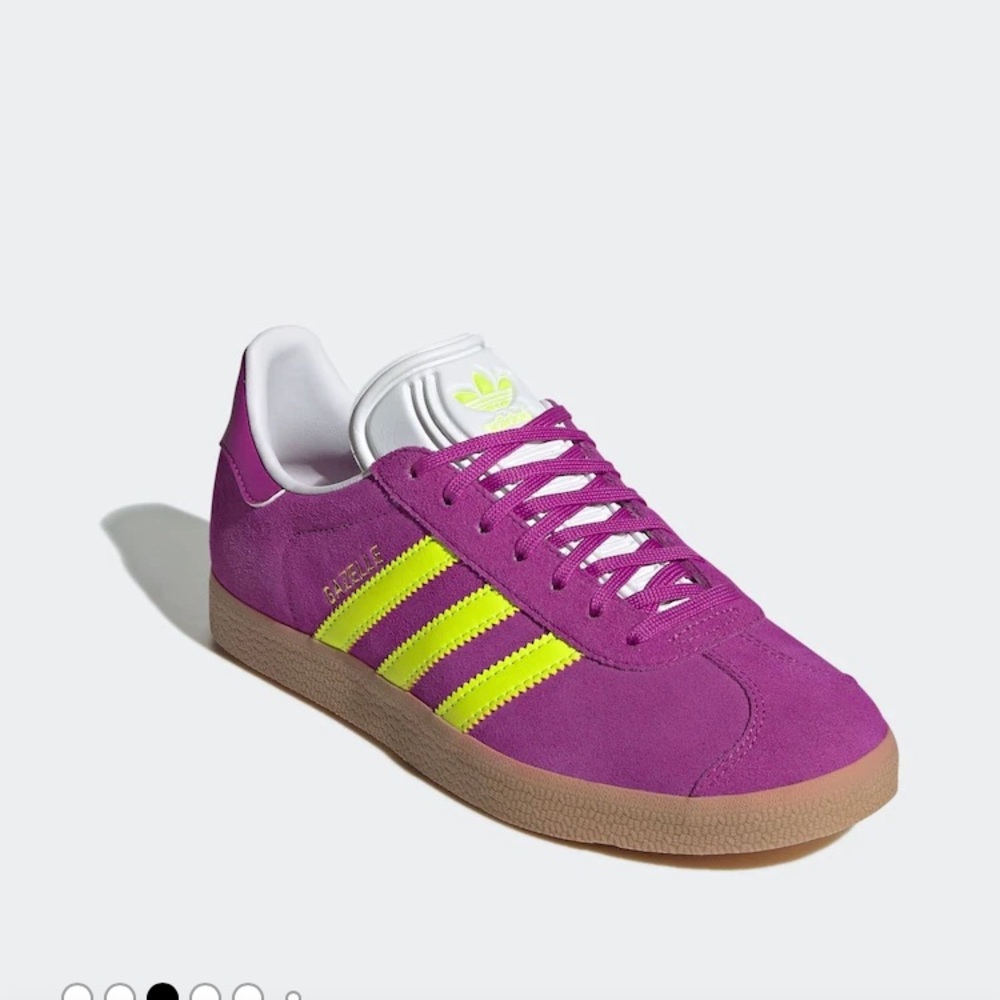 Adidas Gazelle violet and yellow sneakers. NWOT